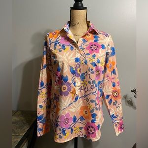 J. Crew Popover Top in Liberty Fabric, Pavilion Pink, Size 4